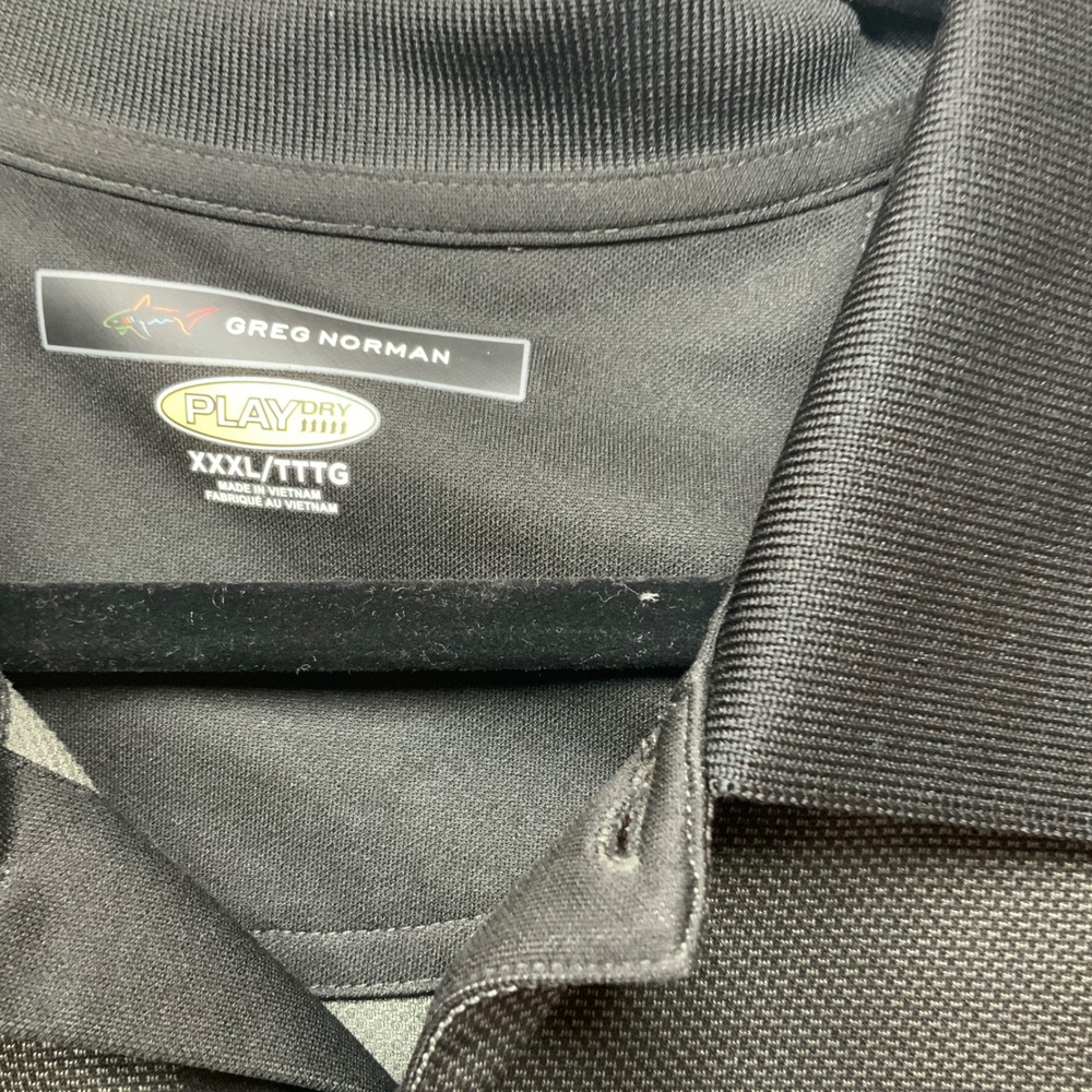 Greg Norman Play Dry Mens Polo Shirt XXXL Charcoal Gray Black Collar Golf Shark - Picture 2 of 10